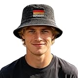 Generisch Eimerhüte für Damen Herren Fußball Fan Mütze mit Aufdruck oder Stickerei mit Nationalflagge Vintage Modisch Anglerhut Faltbarer Sommerhut Sommer Strand Sonnenhut Bequeme Fischerhüte