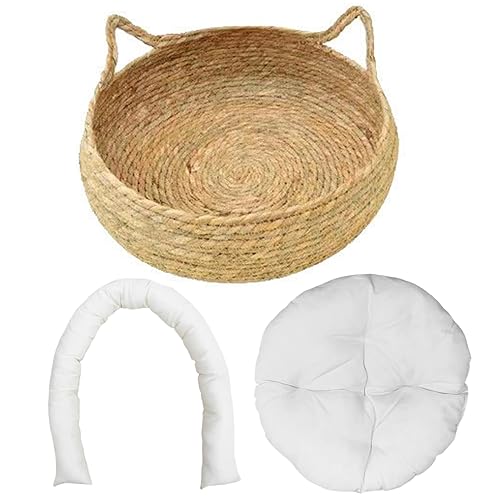 Porgeel Cestas de gato para gatos de interior 43 x 15 cm 2 em 1 cama de cestas de gato com almofada
