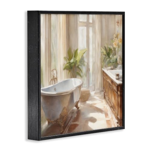 Sunlit Bathroom Floral Window View, 24 x 24 Inch Framed Giclée Print by Stupell Industries - Used condition - Image 2