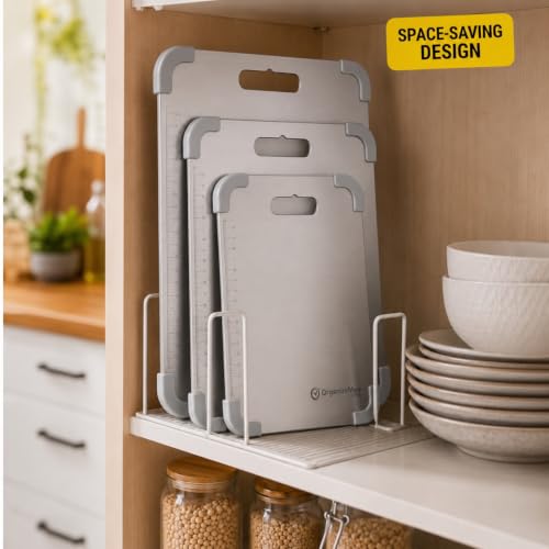 Image of Organizemee Stainless Steel Chopping Board Large 36 x 25 cm, Non Slip Cutting Board for Kitchen with Silicone Anti-Skid Corner Protectors, Rust Proof Steel Prep Board for Vegetables, Fruits & Meat