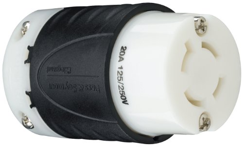 Legrand Pass & Seymour L1420CCCV3 Turnlok Industrial Spec Grade Locking Connector, 20 Amp 125/250V, NEMA L14-20R, Black/White (1 Count) by Pass & Seymour - Used condition - CA$31.62