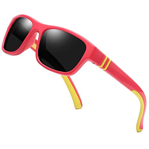 DUCO Sports Polarized Kids Sunglasses Boys Girls Unbreakable Youth Baseball Shades UV400 Protection Age 6-10 K001