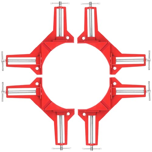 Glarks 4Pcs 90 Degree Right Angle Clamp, Corner Clamp for Woodworking, Adjustable Corner Square Clamp for DIY Fish tanks Picture Frames Glass Holder