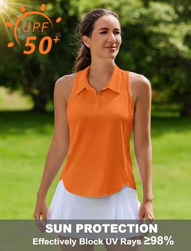 Image of PINSPARK Women's Golf Shirt Racerback UPF 50+ Tennis Tank Top with Collar