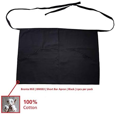 Bronta Mill Waist Apron Black Short Apron Half Aprons Waitress Apron Waiter Aprons Mens Aprons Aprons for Women with Pockets for Home Kitchen Restaurant Work