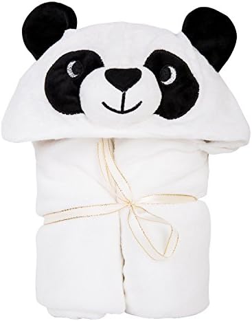 Cute Panda Hooded Baby Towel | Silky Soft | Double Layer | 100% Bamboo | Infants, Kids, Children, Toddlers | 35x30" | Bonus Washcloth | Girls, Boys, Unisex | Bath, Pool, Beach, Baby Shower Gift