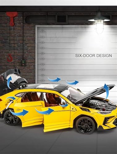 Image of 1:24 Lambos Urus Bison Mansory SUV Diecast Model - Alloy Body Pull Back Car with Light & Sound, Openable Doors - Collectible Vehicle Toy Gift for Kids & Car Enthusiasts (Black)