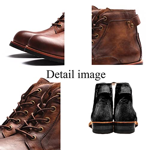 Men's Vintage Lace-Up Chelsea Boots,Anti-Slip Lace-Up Combat Boots，Fashion Casual Comfortable Boots.3