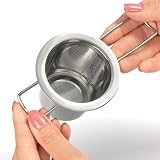 com-four® 2x zaparzacz do herbaty ze stali nierdzewnej – drobne sitko do herbaty lisciastej & przypraw – wielokrotnego uzytku z uchwytem