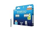 Panasonic eneloop AAA/Micro, 8er-Pack, Ready-to-Use NiMH Akkus, verbesserte Kapazität mit min. 800mAh, 2100 Ladezyklen Lebensdauer, wiederaufladbarer Akkus in plastikfreier Verpackung