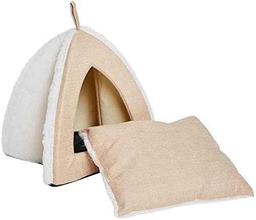 Amazon Brand - Umi Soft & Comfy Cat Bed, Beige