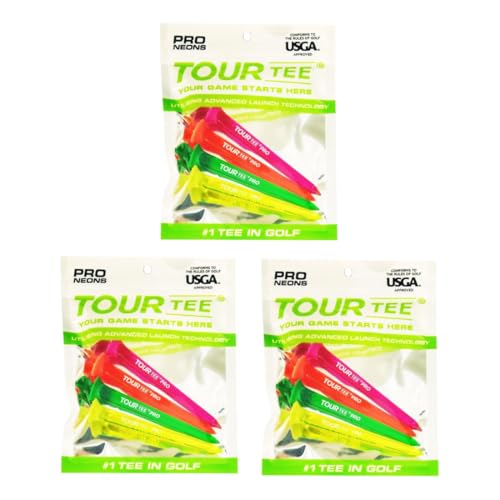 【正規品】 TOUR TEE ツアーティー プロ ネオン 80mm 4本入り T-489-590 USGA R&Aルール適合 ゴルフティー (3個セット)