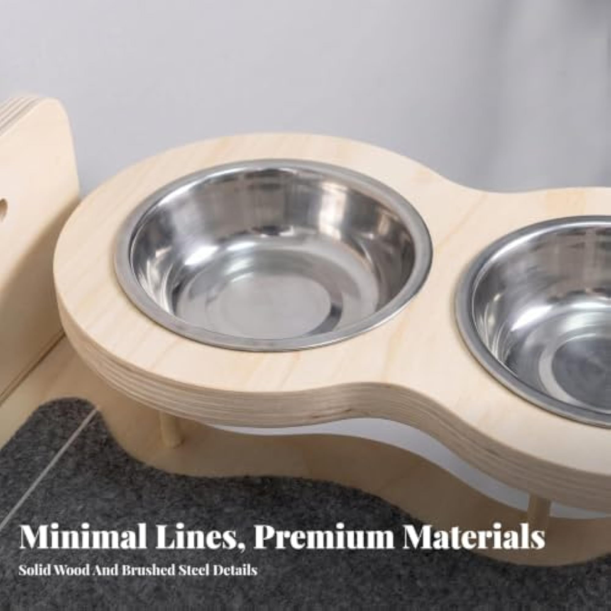 Solid Wood Wall-Mounted Cat Shelf with Feeder