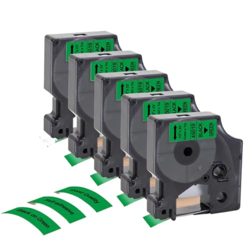 �݊����̂���5-10-20PK D1 45013 45018 45010 45023�ڒ���12mm D1���x���}�l�[�W���[�p���x���e�[�v160 280 350����ѓ��l�̃��x���v�����^�[(5PK Black on Green)