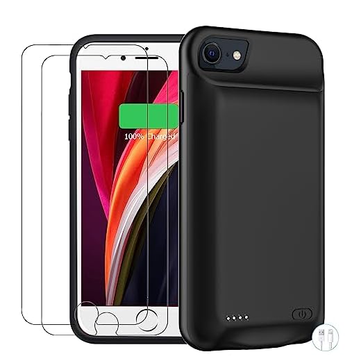 Battery Case for iPhone 6/6s/7/8/SE 2/SE 3, Enhanced 10000mAh High Capacity Portable Protective Charging Case Compatible with iPhone 6/6s/7/8/SE 2/SE 3 (4.0 inch) Extended Battery Charger Case (Black)