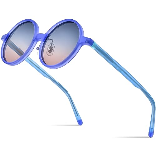 Image of HEPIDEM Acetate Vintage Retro Round Polarized Sunglasses for Men UV400 UV Protection Sun Glasses
