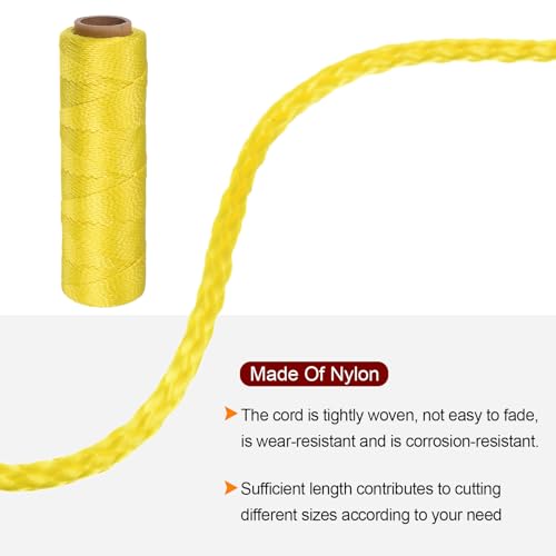 QUARKZMAN 2 Stück Gedrehte Nylon-Maurerschnur 1,5 mm x 250 ft Geflochtene Schnur für Angeln, Gartenarbeit, Basteln, Fluoreszierendes Gelb