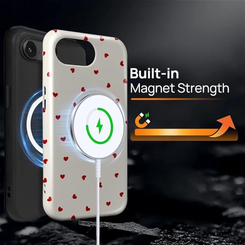 casesok for iPhone 16e Case,Compatible with MagSafe,Dual-Layer Hard Shell + Silicone Cover,Full Body Protection Shockproof Case for iPhone 16e-Red Hearts Girly Aesthetic by casesok - Used condition - Image 4