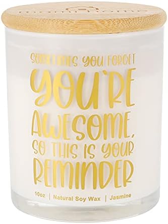 Mami Home Scented Candle Jar - Jasmine Scent Candle with You are Awesome Message, Soy Wax Candles - Inspirational Gifts for Women Friends, Sister, Teachers, Coworkers, Valentine's Day Gift - 10oz