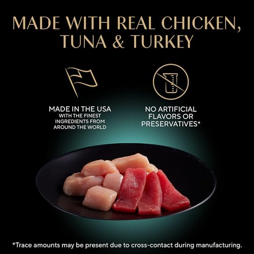 Image of Sheba Perfect Portions Wet Cat Food Cuts in Gravy,Roasted Chicken Entree,with Sustainable Tuna,Tender Turkey Entree,2.6 oz. Twin-Pack Trays (,72 Servings),36 Count (Pack of 2)