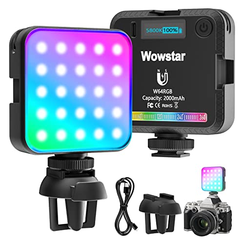 Wowstar Luz de video LED RGB Luz de cámara LED portátil regulable 2500-9000K Brillo Panel LED Fotografía Soporte de iluminación Adsorción imán para Youtube Video DSLR Cámaras videocámara Shooting Cover