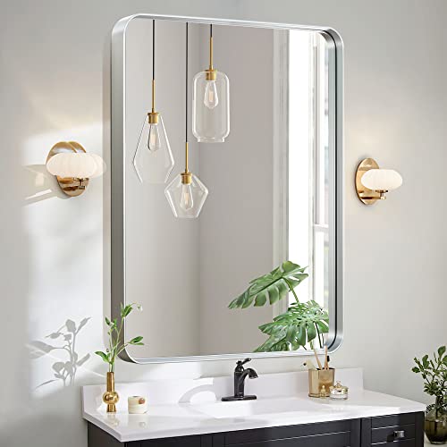 Nicbex 40X30 Inch Bathroom Vanity Mirror, Alloy Frame Wall Mirror For Bathroom Vanity, Bedroom, Hallway And Home Deco, Modern And Farmhouse Room Makeover Mirror, Round Corners, Silver #TOP10