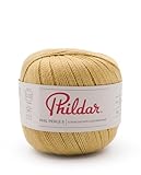 Coloris : JAUNE - JAUNE D'OR Phildar - Pelote de Laine Phil Perle 5 - Laine à Tricoter - 100% COTON - Aiguille n°2.5 - Couleur JAUNE D\'OR