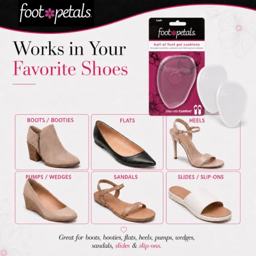 Foot Petals Ball of Foot Cushions, Metatarsal Pad, Lasting Comfort Relief, Prevent Toe Sliding, Overhang, Women's Heels, 3 Pair, Gel by Foot Petals - Used condition - Image 5