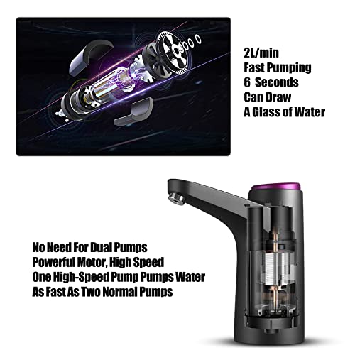 GOLDEN DEER Water Dispenser for 5 Gallon Bottle, Portable Water Cooler Dispenser,Universal Water Dispenser for 2.5、3 and 5 Gallon Bottles USB Charging Water Pump