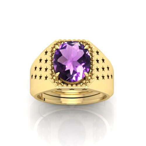 Bague améthyste réglable anti-stress en métal panchdhatu plaqué or de 12,25 cts