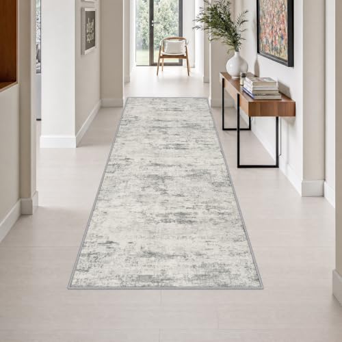 FXRHLP 3x8 Washable Runner Rug：Modern Abstract Kitchen Soft Carpet Gray | For Hallway, Bedroom, Kitchen, Laundry, Bathroom,Door Mat,Modern Abstract,Machine washable,Non-Slip,Stain Resistant,Indoor