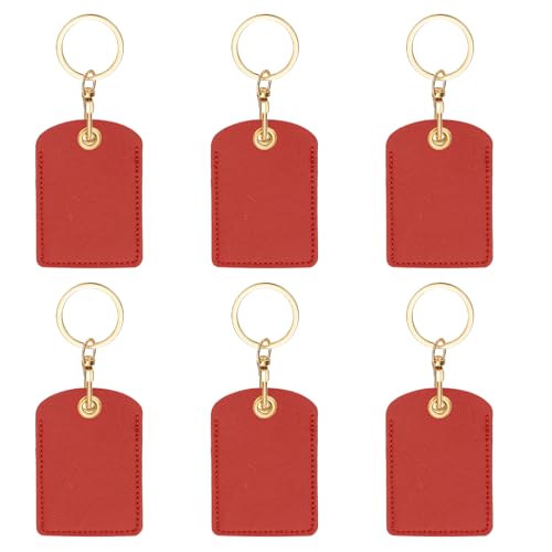 Porte-clés vierges en cuir pour collier de chien et chat, identification rouge pour animaux x6