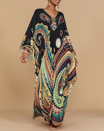 Image of Bsubseach Moo Moos for Women Batwing Sleeve Kaftan Dresses with Pockets