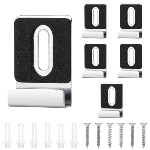 Image of 6 PCS Mirror Mounting Hardware, Stainless Steel Mirror Clips, J Type Heavy Duty Hanger Clip Kit, with Screws & Rubber Pads, for Frameless Mirrors, Wall Mounting, Wall Tile, Billboard (Silver)