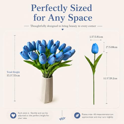 Image of Mandy's 20pcs Artificial Light Blue Tulips