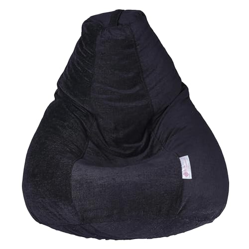 Image of Casa Copenhagen Premium Designer Fabric Bean Bag Chair, Filled with Beans | Capacity: Upto 7 Ft Height, 200 KG Weight | 4XL | Black Ozone
