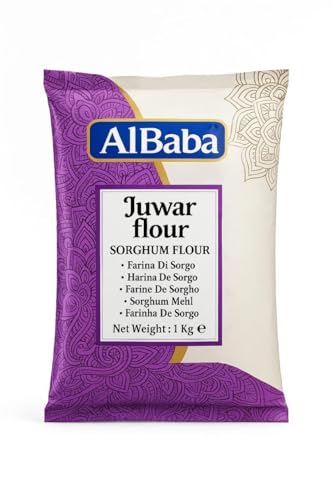 Kajal - Juwar Flour 1kg Sorghum Mehl glutenfrei - Farina di Sorgo | Ideal für Roti, Brot, Gebäck, Pfannkuchen | Fein gemahlenes Hirsemehl für gesundes Kochen & Backen mit Kajal Sticker