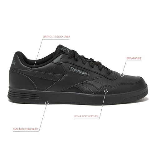 Reebok Court Advance Sneakers for Men - Casual Tennis Mens Shoes Size 6 to 15, White or Black, Core Black/Pure Grey/Core Black, 11.52