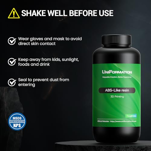 UNIFORMATION 2kg 3D Drucker Resin ABS LIKE Resin hart robust 3D-Druckerharz Photopolymer UV-hrtende 3D-Harzflüssigkeit mit hoher Przision geeignet für funktionaler mechanischer Druck schwarz