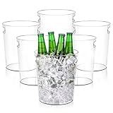 Tiawudi 6 Pack Ice Bucket, Plastic Wine Chiller for Champagne, Beverage, Soda and Beer, Wine Bottle Cooler, Ice Tub, Multi-Use Clear Bucket as Vase, Flower Pot or Trash Bin