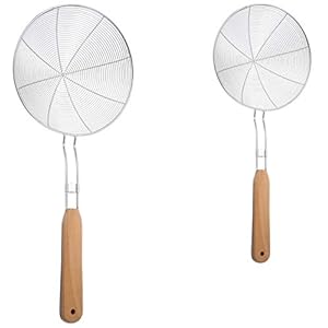 Gresunny 2 stks Spider Zeef Skimmer Roestvrij Staal Draad Skimmer Lepel met Ergonomisch Handvat Zeef Ladle Skimmer Mesh…