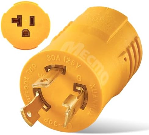 MECMO Shore Power NEMA L5-30P to 5-15/20R RV Generator Adapter Marine 30 Amp to 110 15 Amp Household Regular Inlet Connector, 30A 3 Prong Locking Generator Male Plug L5-30P to 5-15R 5-20R Female Cord