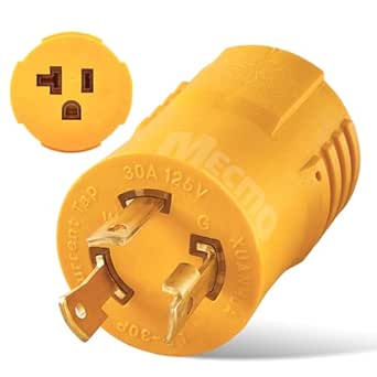 MECMO Shore Power NEMA L5-30P to 5-15/20R RV Generator Adapter Marine 30 Amp to 110 15 Amp Household Regular Inlet Connector, 30A 3 Prong Locking Generator Male Plug L5-30P to 5-15R 5-20R Female Cord