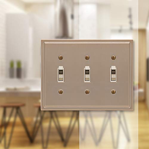 Amerelle Modern Triple Toggle Steel Wallplate In Brushed Bronze #TOP2