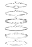 Morfetto 6 pulseras doradas para mujer, plateadas