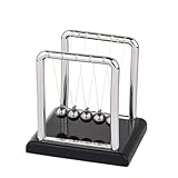 Newtons Cradle Balance Balls,Pendulum Balls with Black Base,Newtons Cradle Pendulum,Desk Decor for Men,Physics Toys,Metal Creative Ornament Crafts,Mind Bending Desk Sculpture (Black 5 Balls)