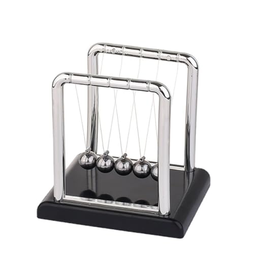 Newtons Cradle Balance Balls,Pendulum Balls with Black Base,Newtons Cradle Pendulum,Desk Decor for Men,Physics Toys,Metal Creative Ornament Crafts,Mind Bending Desk Sculpture