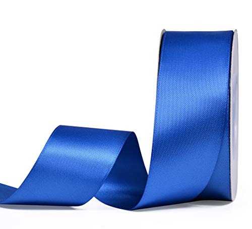 YAMA Royal Blue Double Faced Satin Ribbon, 1 1/2 Inch 25 Yards, Great for Crafts Bows Flower Bouquet Wedding Home Decor Gift Wrapping