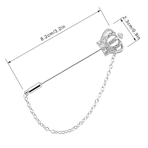 3 Packs Men's Brooch Lapel Pin Crown Rudder Cross Badge Hanging Chains Collar for Career Suit Tuxedo of Shirts Tie Hat Scarf for Boyfriend Father Birthday Silver2