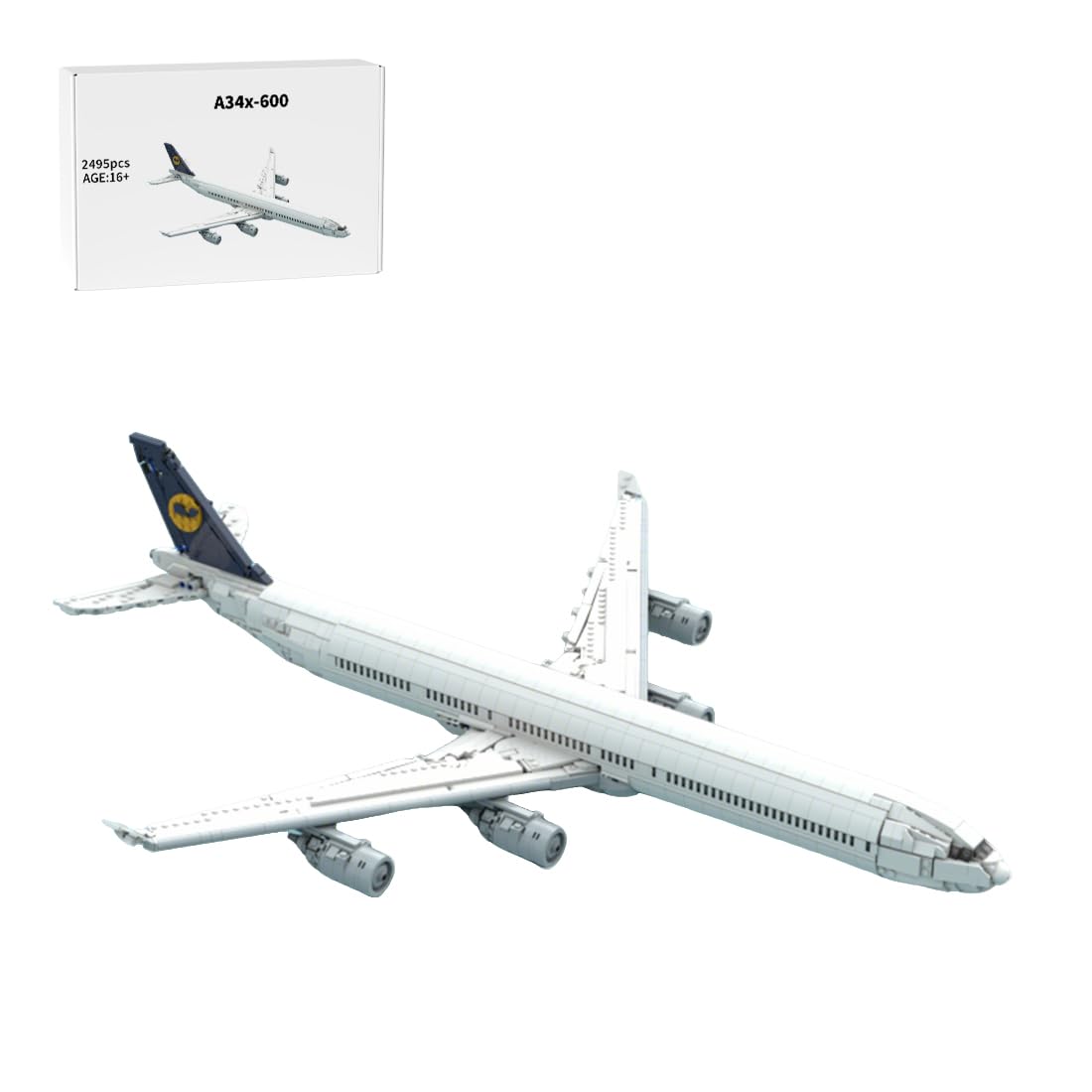 Technik Transporter Bausteine, 2495 Teile Klemmbausteine A34x-600 Passagierflugzeug Transportflugzeug Militär Flugzeug Modell Set für Erwachsene, MOC-237688